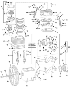Pump Parts Diagram and Parts List for CE7006  Campbell Hausfeld Compressor